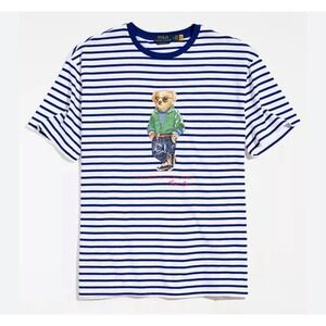 Polo Ralph Lauren Men's Polo Bear Classic Striped Crewneck Tee Sz L Short Sleeve